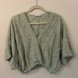 Green Eyelet Women's Top